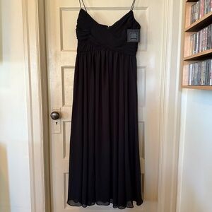 Ieena Black Faux Wrap Sleeveless Flowy Midi Dress Size M